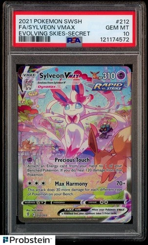 2021 Pokemon SWSH Evolving Skies Secret #212 FA Sylveon VMAX PSA 10 GEM MINT