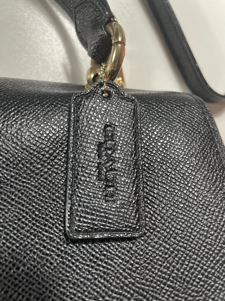 Coach Black Crossgrain Leather Turnlock Crossbody Satchel Gold Hardware - Image 3 of 4