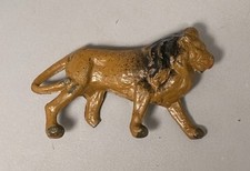 Vintage Lead Figurine Of A Lion From England, Hand Painted From 1950’s