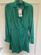 Zara Satin Mini Shirt Dress Sz S