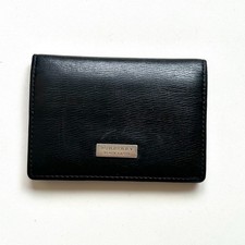 BURBERRY BLACK LABEL Business Card Holder Card Case Black Leather