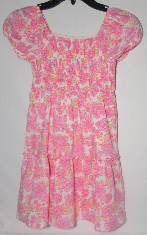 Jumping Beans peasant dress w/elastic smocking fully lined floral size 7