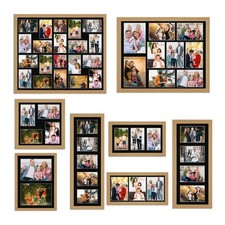 Modern Light Oak Multi Aperture Photo Picture Frame With Black Mount All sizes