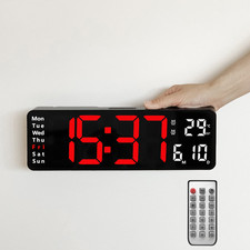 13" Digital LED Clock Wall Desk Clock with Calendar Temperature Large Home Clock