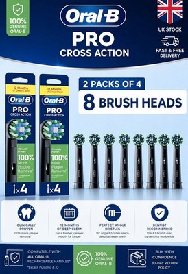 Oral-B Pro Cross Action Ersatzköpfe für elektrische Zahnbürste schwarz 8er Pack