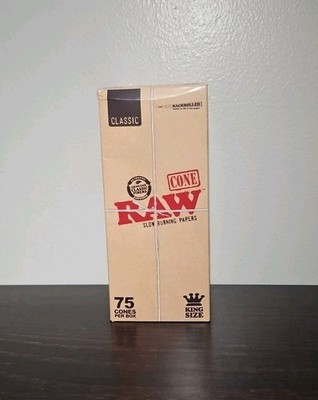 RAW Classic King Size Backrolled Cones   75ct Tower   DAMAGED BOX