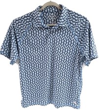 Tommy Bahama Polo Shirt Mens Blue Fresco Geo IslandZone Performance Stretch