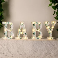 Baby Shower Sign Babe Marquee LED Letters Battery Operated Light up Centerpie...