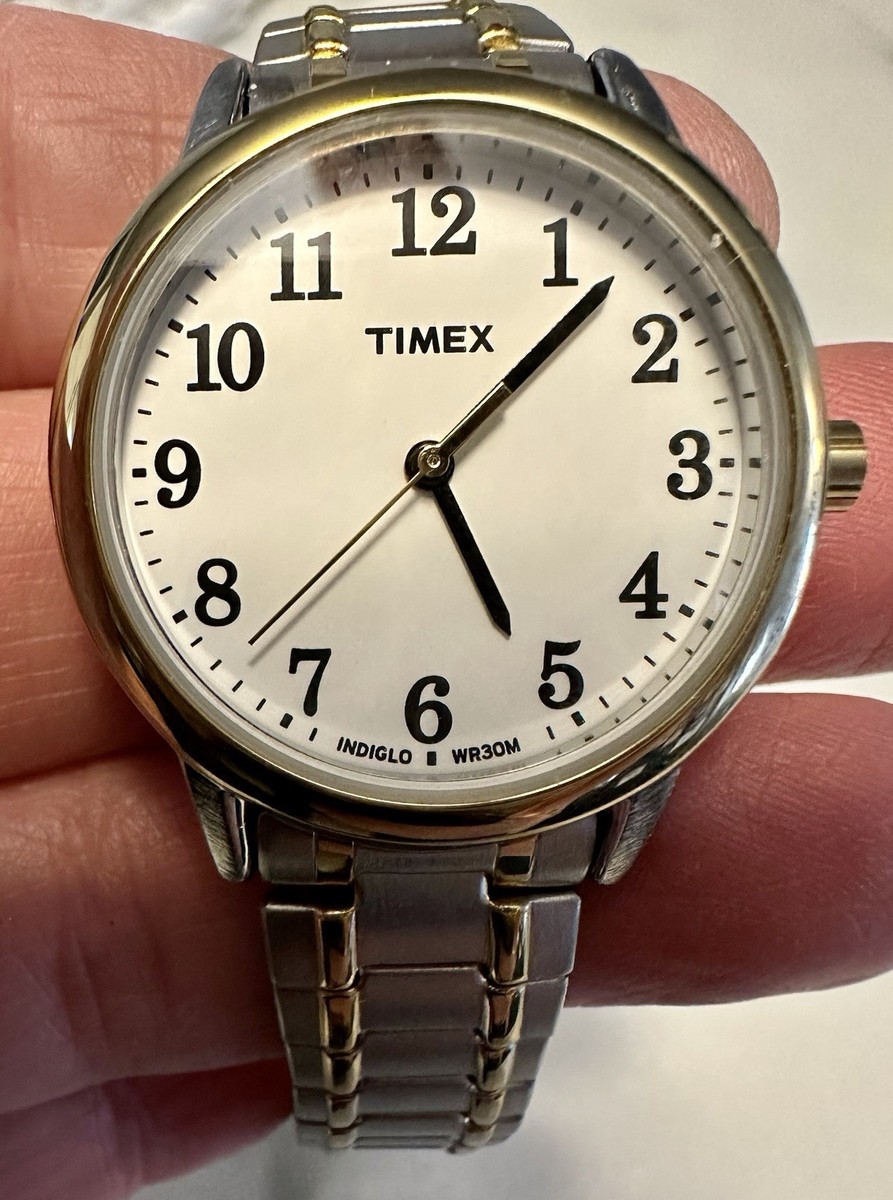 Timex Women\'s Watch TW2P78700 Indiglo Quartz Two Tone White Dial Brown L… Easy Reader® 30mm Expansion Band Watch - TW2P78700 | Timex US main image 3