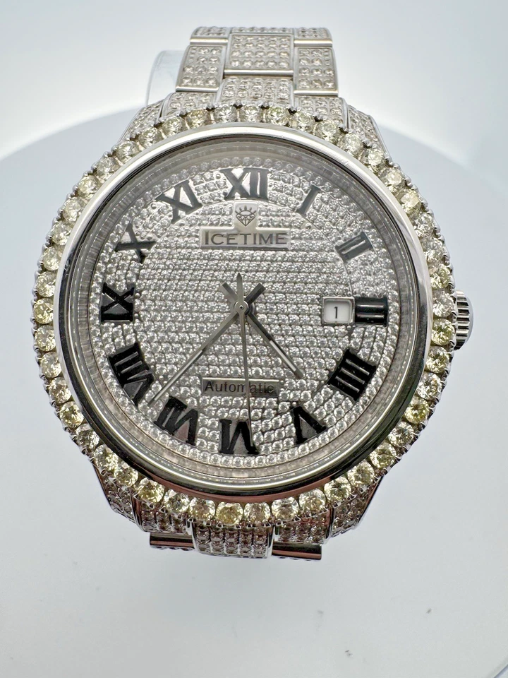 Ice Time 43mm Men's Automatic Silver Watch Iced Out w/Diamonds - NICE!!! - Image 3 of 4
