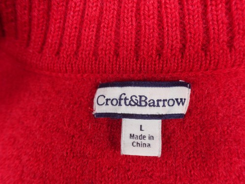 Croft & Barrow Sweater Womens Large Red 100% Wool Zip Up Cardigan Pockets Knit - Picture 11 of 19