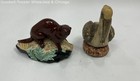 2 VTG Wildlife Ceramic Stork and Weasel Figurines — photo 1