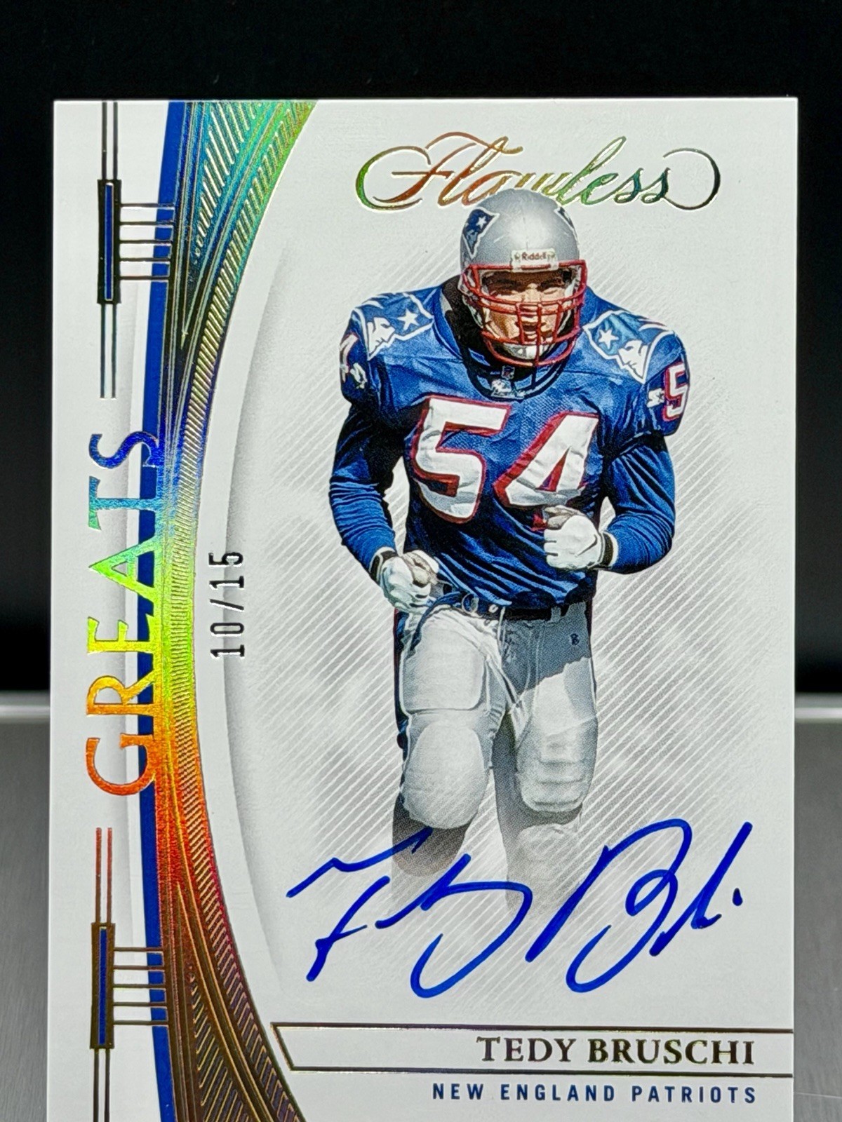 2022 Flawless Greats💎Tedy Bruschi Holo Auto,SSP#/15,HOF🏆Patriots 3xSB Champ🏆 view 3