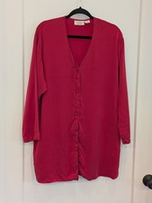 Vintage 90s Victorias Secret Sleep Shirt Women Medium Red Silk Gold Label Top
