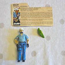 Vintage G.I. Joe Shipwreck Sailor Action Figure w/ Parrot & File Card