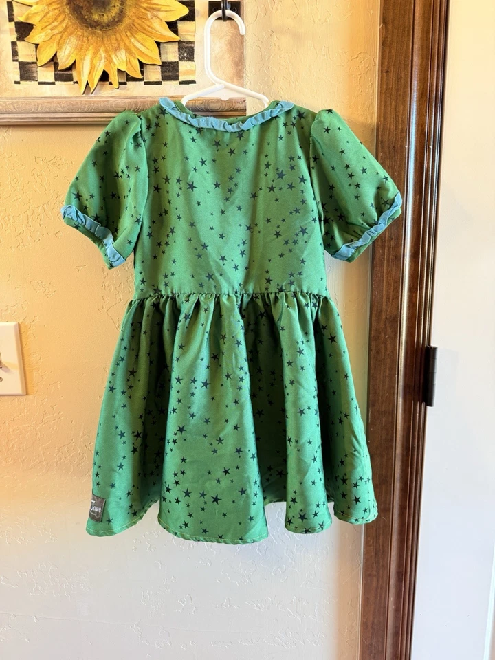 Matilda Jane Paint by Numbers 4Y Girls Constellation Dress Green W Pink Buttons - Image 2 of 4