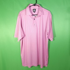 Footjoy Mens Size Large Pink Checkered Golf Polo Shirt