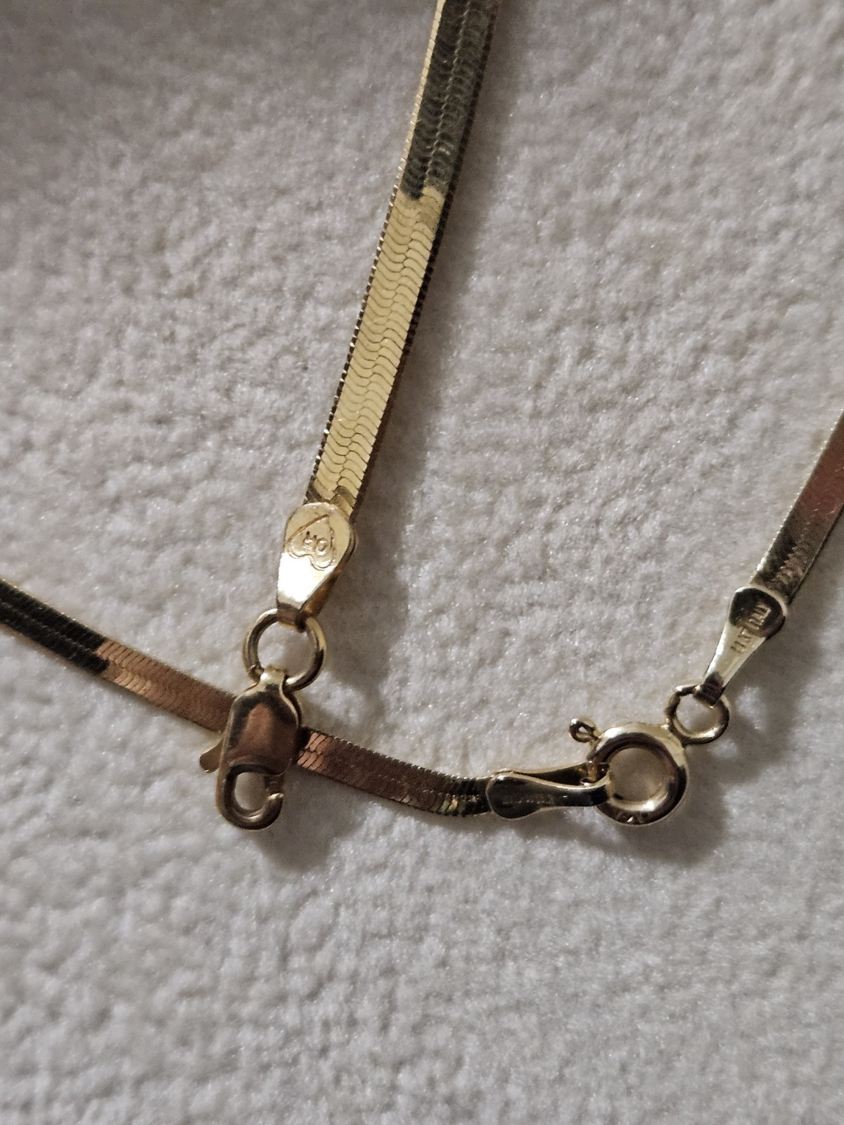 14k Solid Gold Herringbone Necklace Bracelet Yell… - image 6