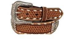 Nocona Western Belt Mens Basketweave Buck Lacing 42 Tan N210005208