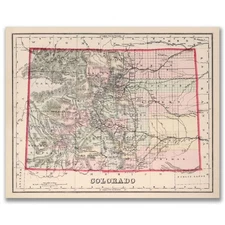 Colorado 1889 Vintage Map 11x14 Antique Atlas Historic Wall Art Print