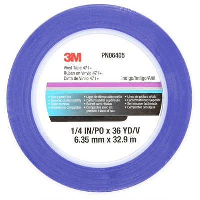 3M Scotch Band 471+, blau 6,35mm : 32,9m, dünnes, hochflexibles Vinylband