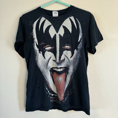 Paul Stanley Gene Simmons Ace Kiss T-Shirt Front And Back Print Destroyed Rare