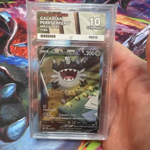 ACE 10 Galarian Perrserker V - Lost Origin - 184/196 Graded Card - Pokemon TCG