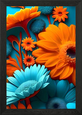 sunflower vector wallpaper Framed Wall Art Poster Canvas Print Picture