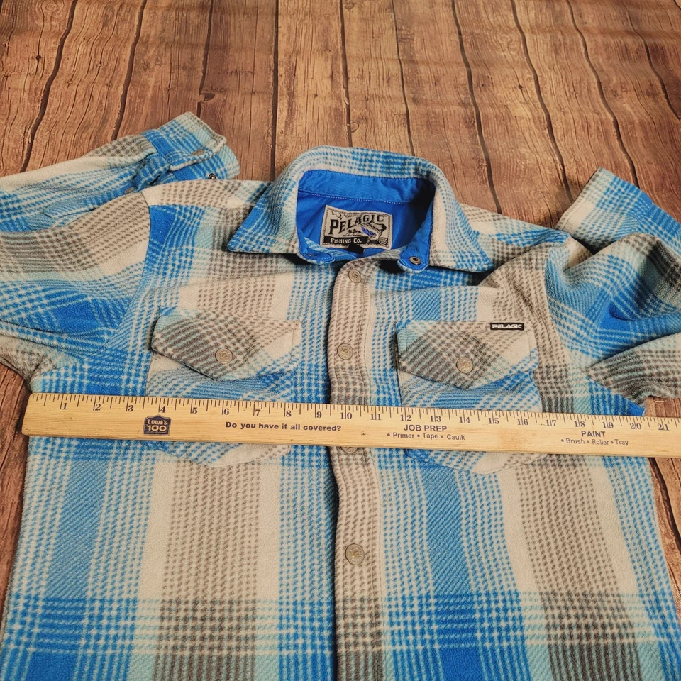 Pelágico Abotonado Para Hombres S Azul Cuadros Quest Rendimiento Franela Cabaña Pesca Foto 3 de 4