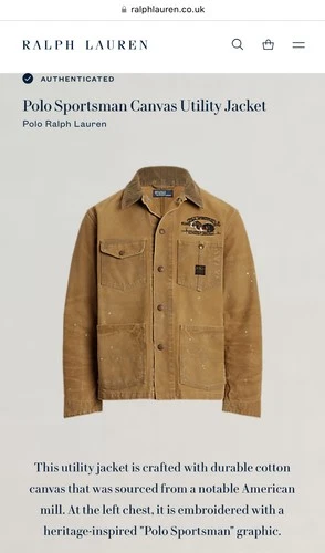 Polo Ralph Lauren Men’s Brown Sportsman Work Utility Dog Jacket Canvas XL Bnwt image 13