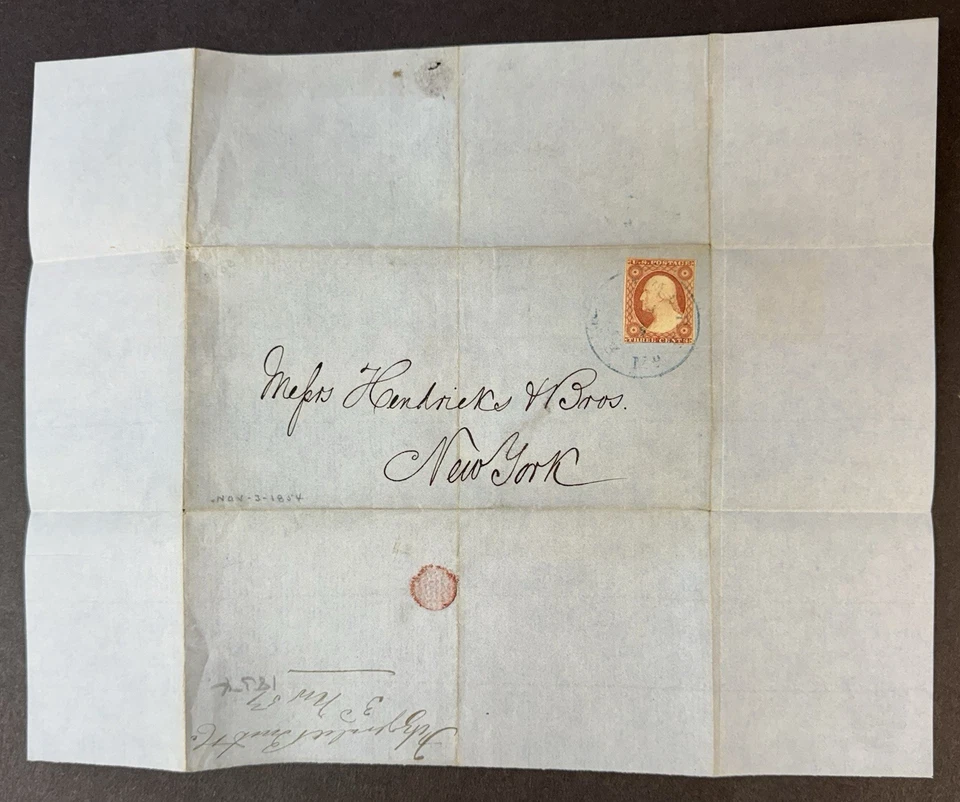 U.S., Scott #10 used on Cover Nov. 3, 1854, Tied by Blue Baltimore, Md., Cancel - Image 3 of 4