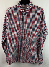 Express Fitted Red Blue Check Button Up Long Sleeve Shirt Men's Size Large