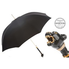 Luxury Pasotti Men's Umbrella Black Panther Swarovski Handmade Italy