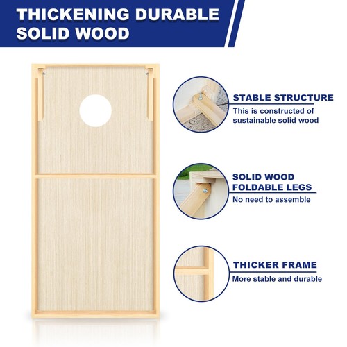 Cornhole Boards Set - Regulation Size 4x2ft Solid Wood Corn Hole Game Set wit... - Picture 5 of 7