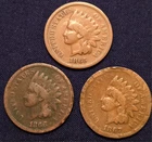 1865 1866 1867 Indian Head Penny Cent *BETTER GRADE* ~Lot of 3 semi-keys~