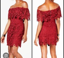 Women's Guess Size XS Red Off-Shoulder Lace Bodycon Dress