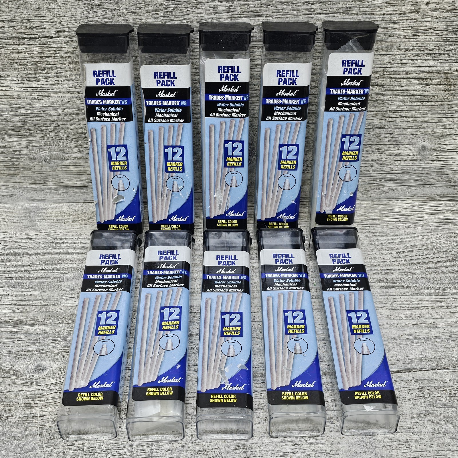 Lot Of 10 Markal Mechanical Grease Pencil Refill Pack All Surface Marker 4mm