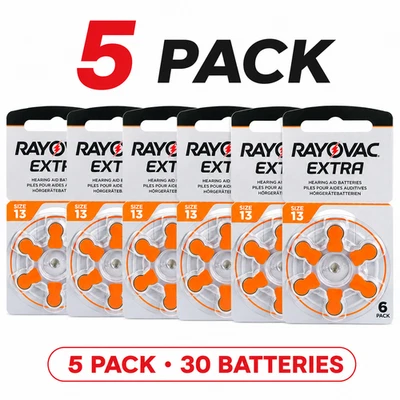 Rayovac 30x Piles Auditives Zink-Luft 13 Extra 13AUX-6XEMF 1,45 V Sans Mercure - Photo 1/4