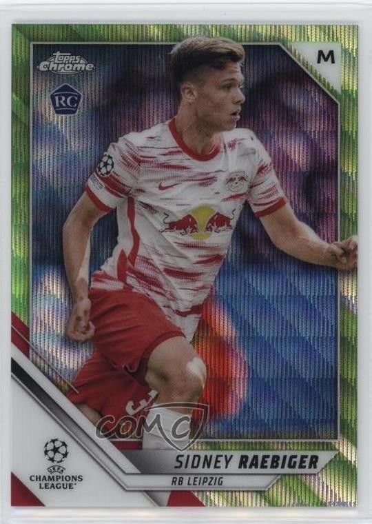 2021-22 Topps Chrome UCL Neon Green Wave Refractor 24/99 Sidney Raebiger #60 a8r