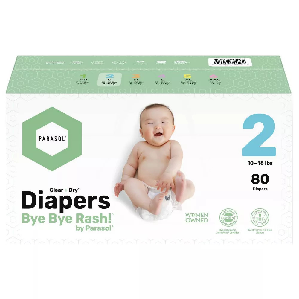 Одноразовые подгузники Parasol Clear+Dry Natural - Размер 2 - 80 карат