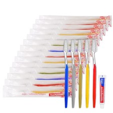 Disposable Toothbrushes with Toothpaste Individually Wrapped 5 Colors Bulk To...