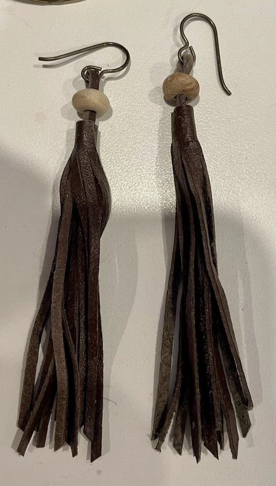 Lote de 4 juegos de pendientes (metal, plata, cuero, cristal) Foto 2 de 4