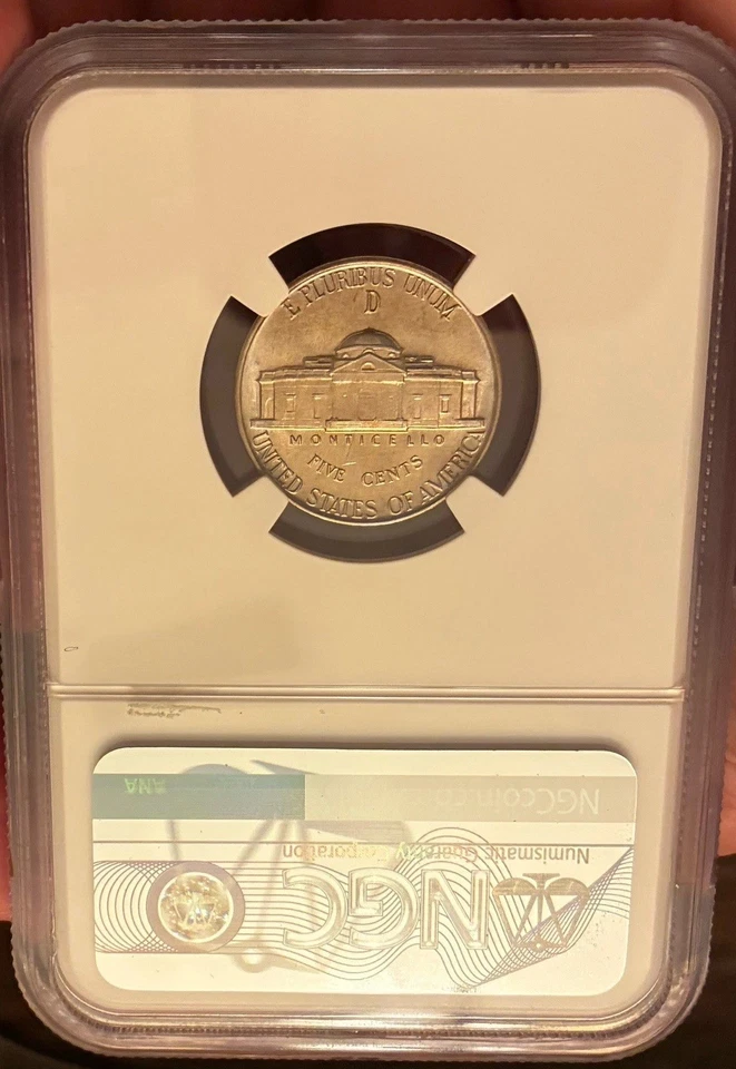 1943 D DENVER JEFFERSON SILVER WAR NICKEL MS67FS 6 FULL STEPS  - Image 2 of 2