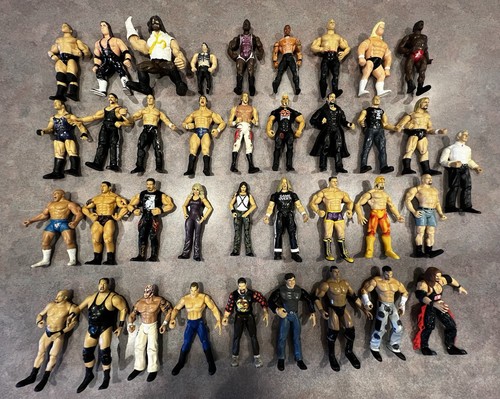LOT OF 37 Vintage WWF WWE WCW Wrestling Figures 1998-2003 JAKKS Loose AWESOME!