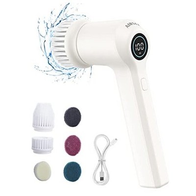  Electric Spin Scrubber, Cordless Power Rotating Brush, 2 Speeds, 6 White