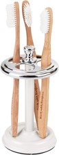 iDesign Metal Toothbrush Holder - Bathroom 3.25 x 5.75, Pearl White, Chrome
