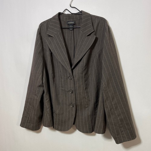 Lane Bryant Blazer Jacket Women's Plus 24 Brown Pinstripe 3 Button Suit Jacket - Picture 3 of 7