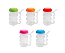 14 oz Sip-A-Mug Plastic Sipper Mug Built-In Straw Screw-Top Lid Set of 3