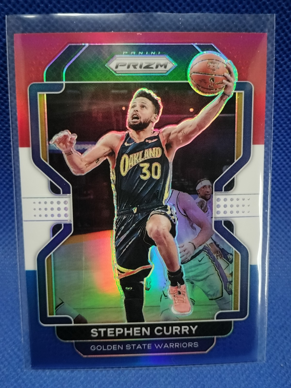 2021-22 Panini Prizm Stephen Curry #154 Red White Blue Warriors Basketball