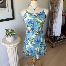 Vintage R-wear Floral Blue And White Mini Summer Dress